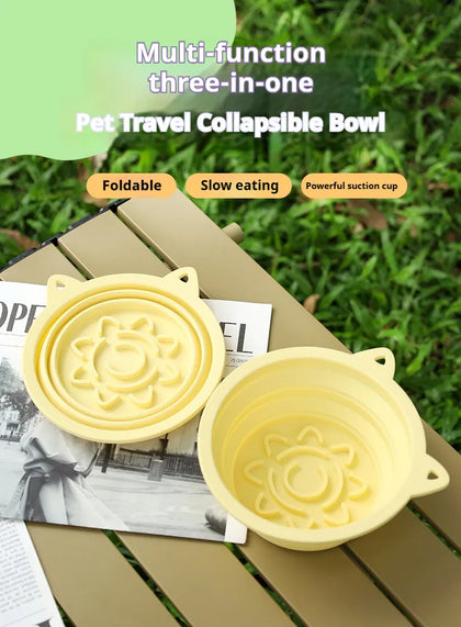 FurryFable 3-in-1 Collapsible Travel Slow-Feed Bowl