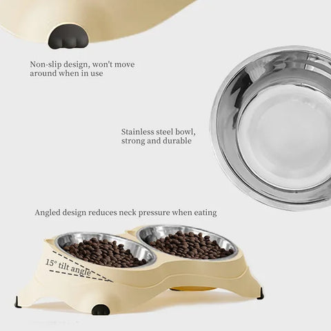 FurryFable Anti-Slip Stainless Steel Double Pet Bowl