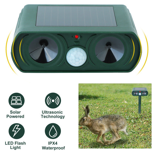 Ultrasonic Animal Repellent – Solar-Powered Motion Sensor Outdoor Pest Deterrent (IPX4 Waterproof)