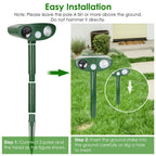 Repellent device strategically placed near a vegetable patch to protect crops
