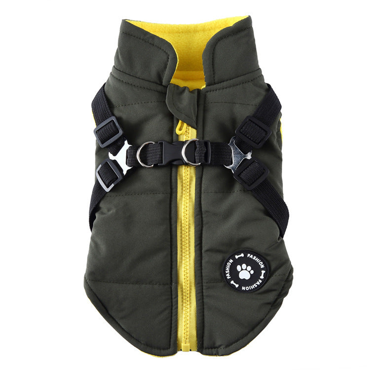Dog Winter Jacket | Cotton-Padded Coat with Chest Strap