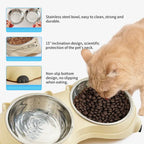 FurryFable Pink Anti-Slip Double Pet Bowl | Stainless Steel Feeder