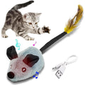 FurryFable Interactive LED Mouse Cat Toy in Grey, USB rechargeable