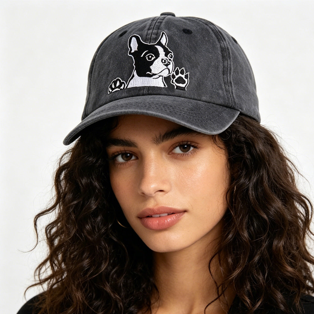 FurryFable Boston Terrier Dog Embroidered Baseball Cap
