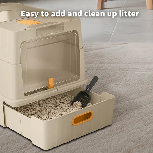 FurryFable Drawer Style Cat Litter Box - Easy Clean Design