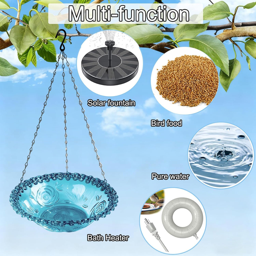 Hanging Outdoor Bird Bath & Feeder | Garden Water Bowl