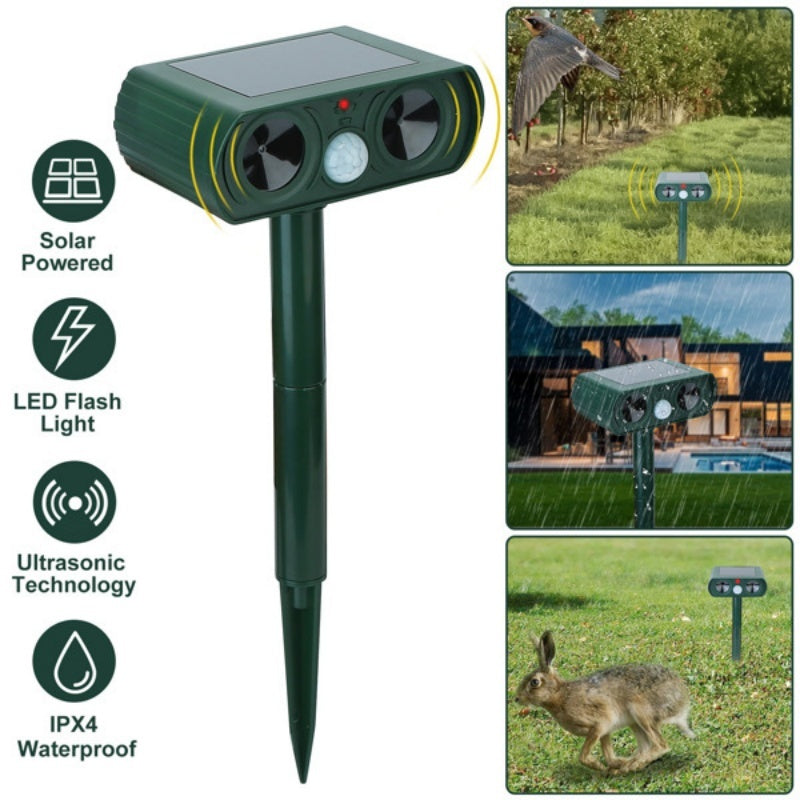Ultrasonic Animal Repellent – Solar-Powered Motion Sensor Outdoor Pest Deterrent (IPX4 Waterproof)