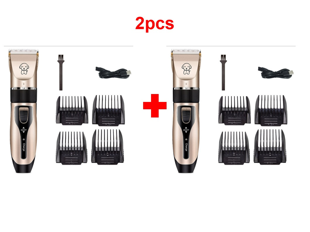 The rechargeable pet groomer standing on its charging base.