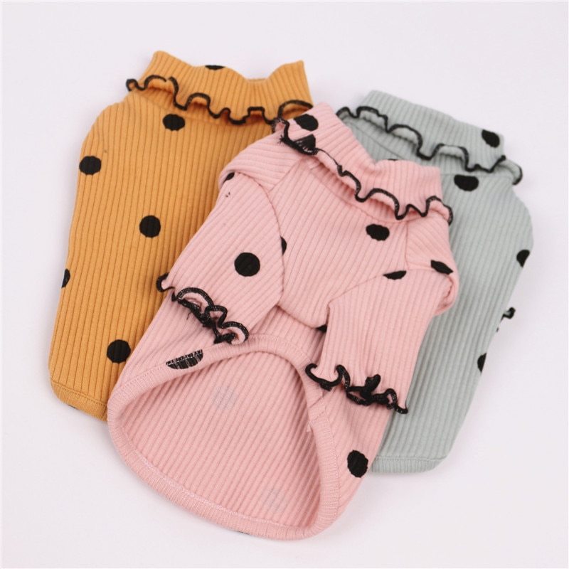 Polka Dot Dog Turtleneck | Soft Bottoming Shirt for Small Dogs
