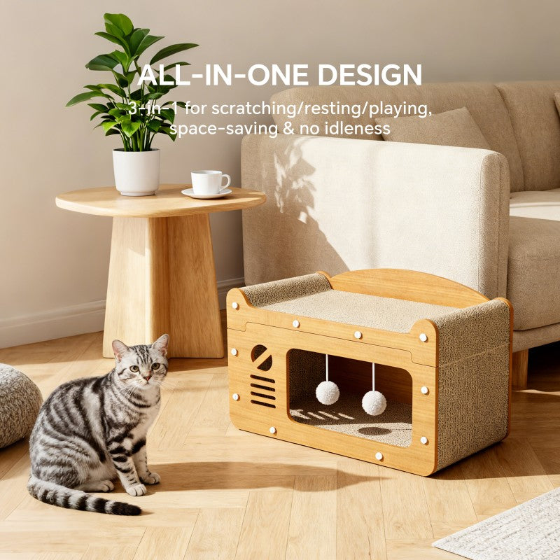 FurryFable Double-Layer Scratcher Sofa | TV-Shape Cat Bed