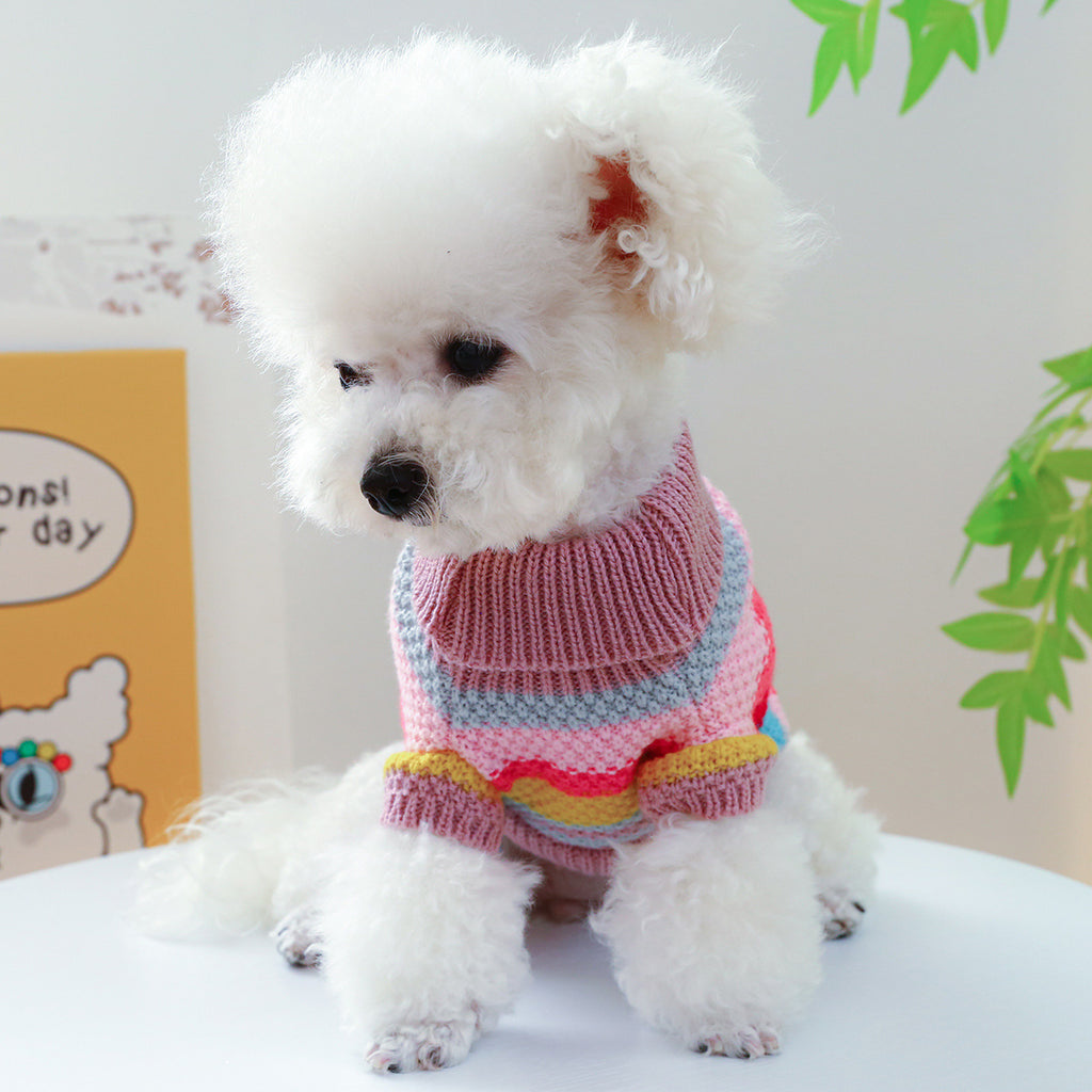 Striped Pet Sweater | Colorful Knit Pullover for Dogs & Cats