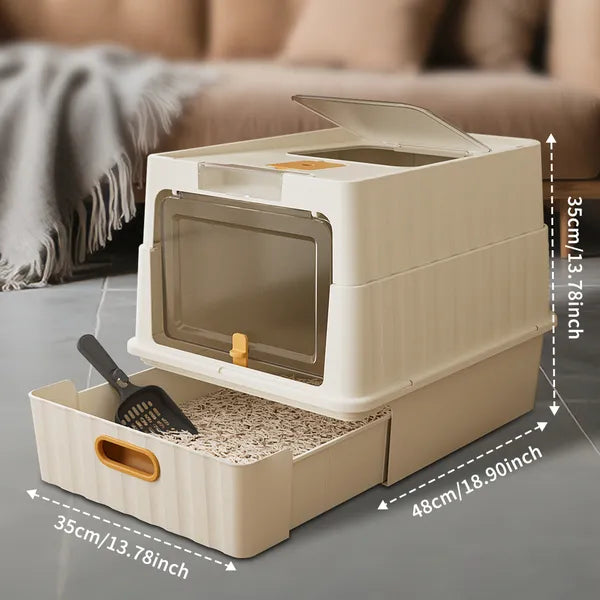 FurryFable Drawer Style Cat Litter Box - Easy Clean Design