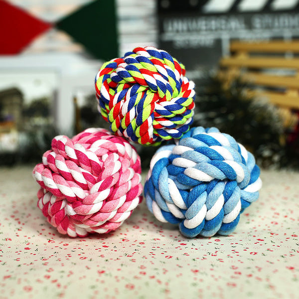 Cotton Rope Ball Toy – Durable Chew and Fetch Toy for Dogs & Pets