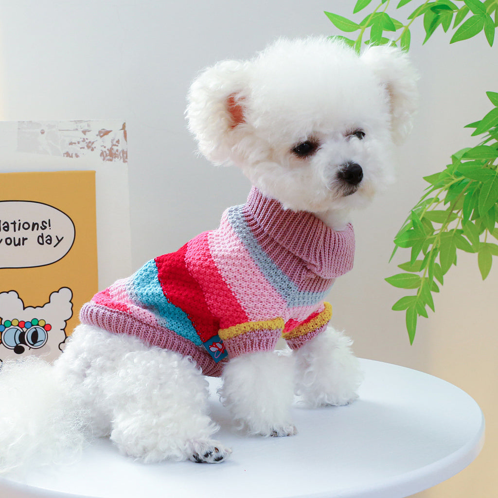 Striped Pet Sweater | Colorful Knit Pullover for Dogs & Cats
