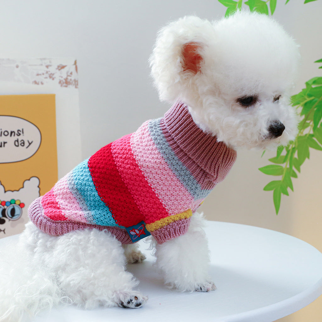 Striped Pet Sweater | Colorful Knit Pullover for Dogs & Cats