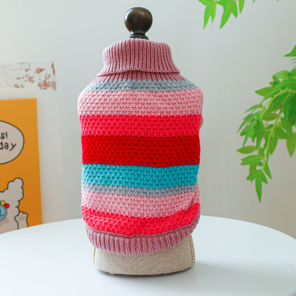 Striped Pet Sweater | Colorful Knit Pullover for Dogs & Cats