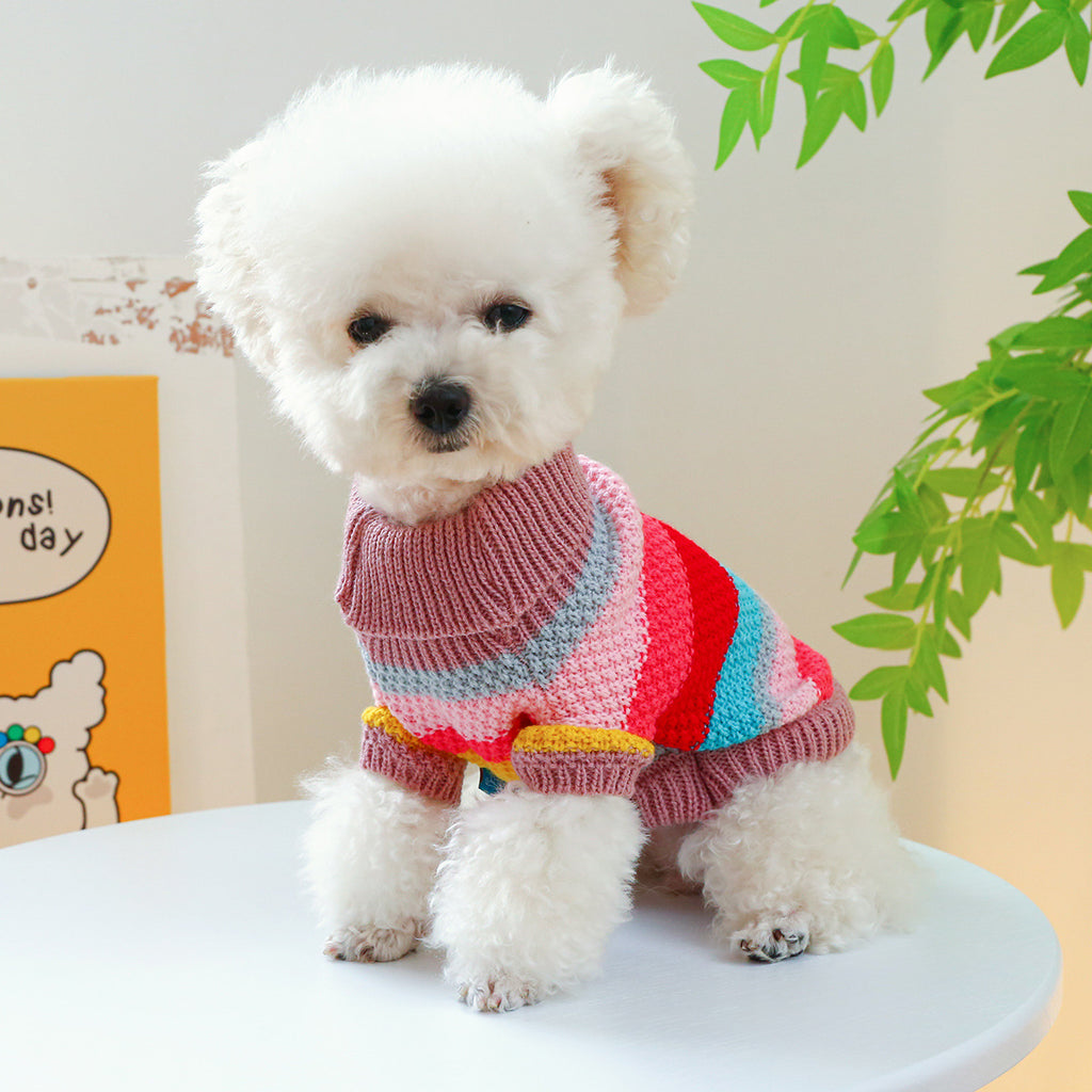 Striped Pet Sweater | Colorful Knit Pullover for Dogs & Cats