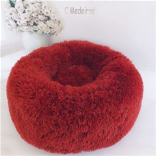 FurryFable premium pet bed in red, adding a pop of color to a room