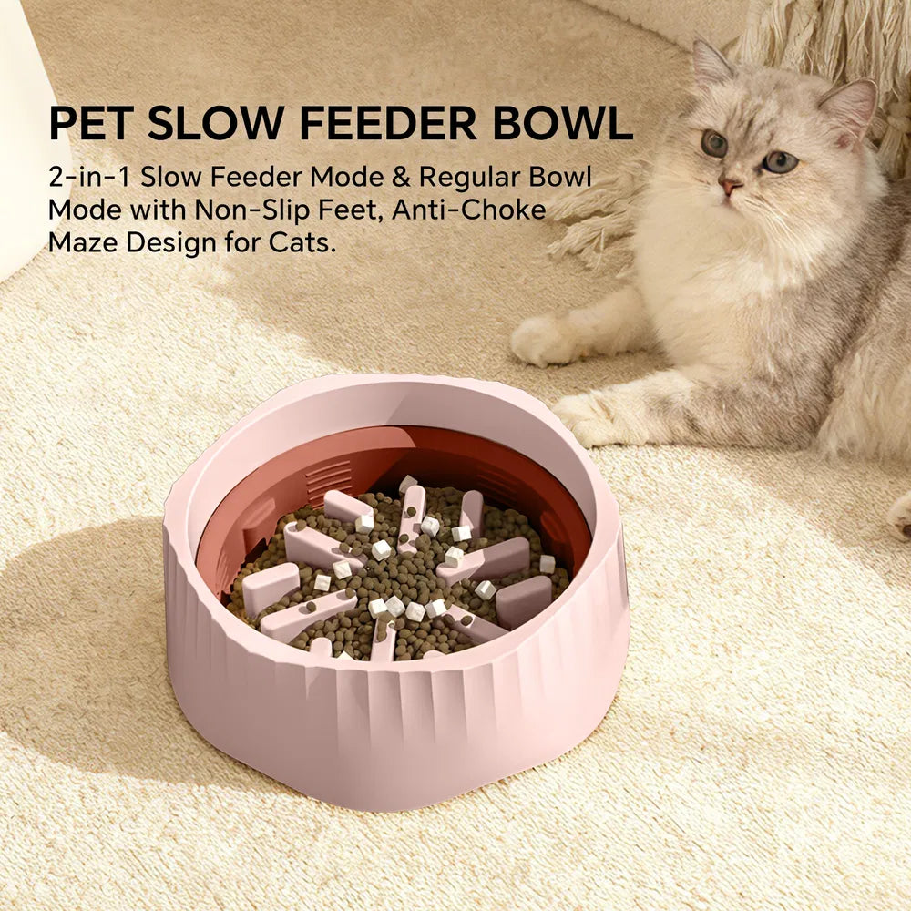 FurryFable Dual-Purpose Slow Feeder Pet Bowl | Fast & Slow Modes