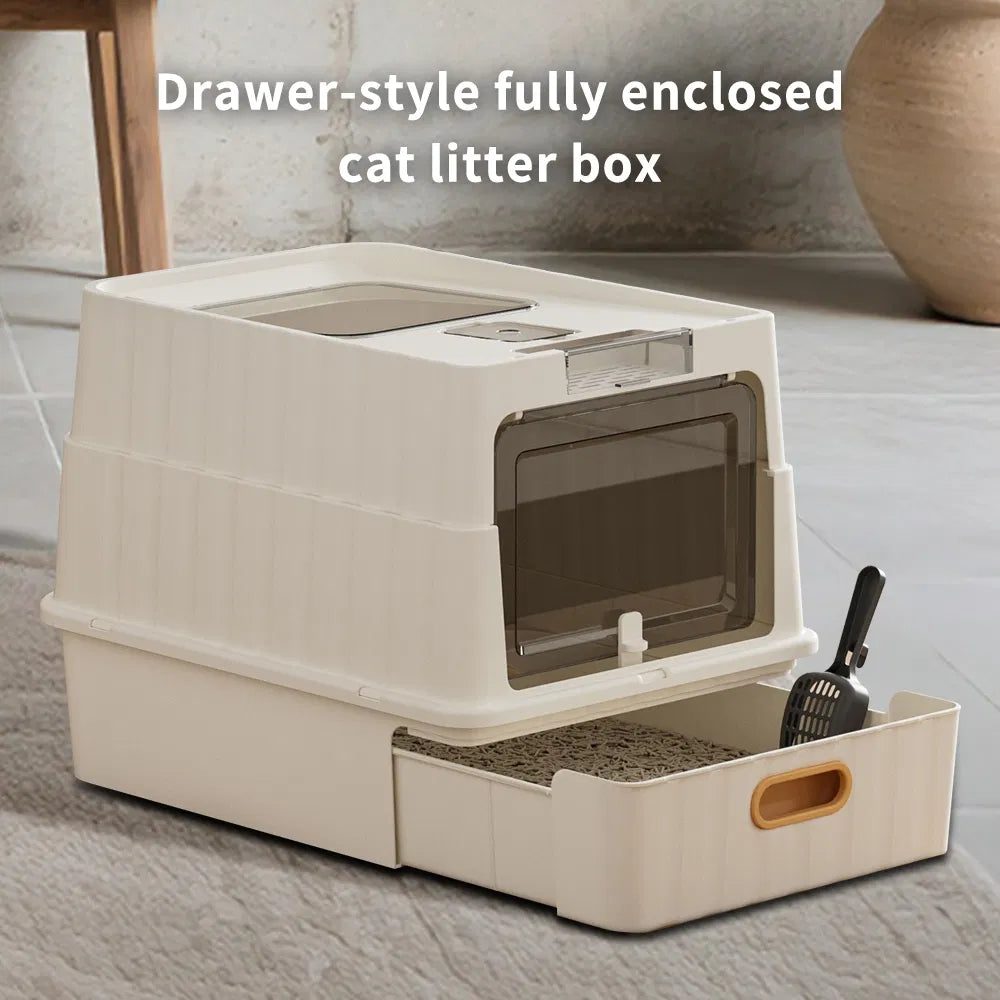 FurryFable Drawer Style Cat Litter Box - Easy Clean Design