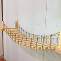 Detail shot of the premium pine wood grain and textured sisal rope on the FurryFable wall-mounted cat climbing furniture.