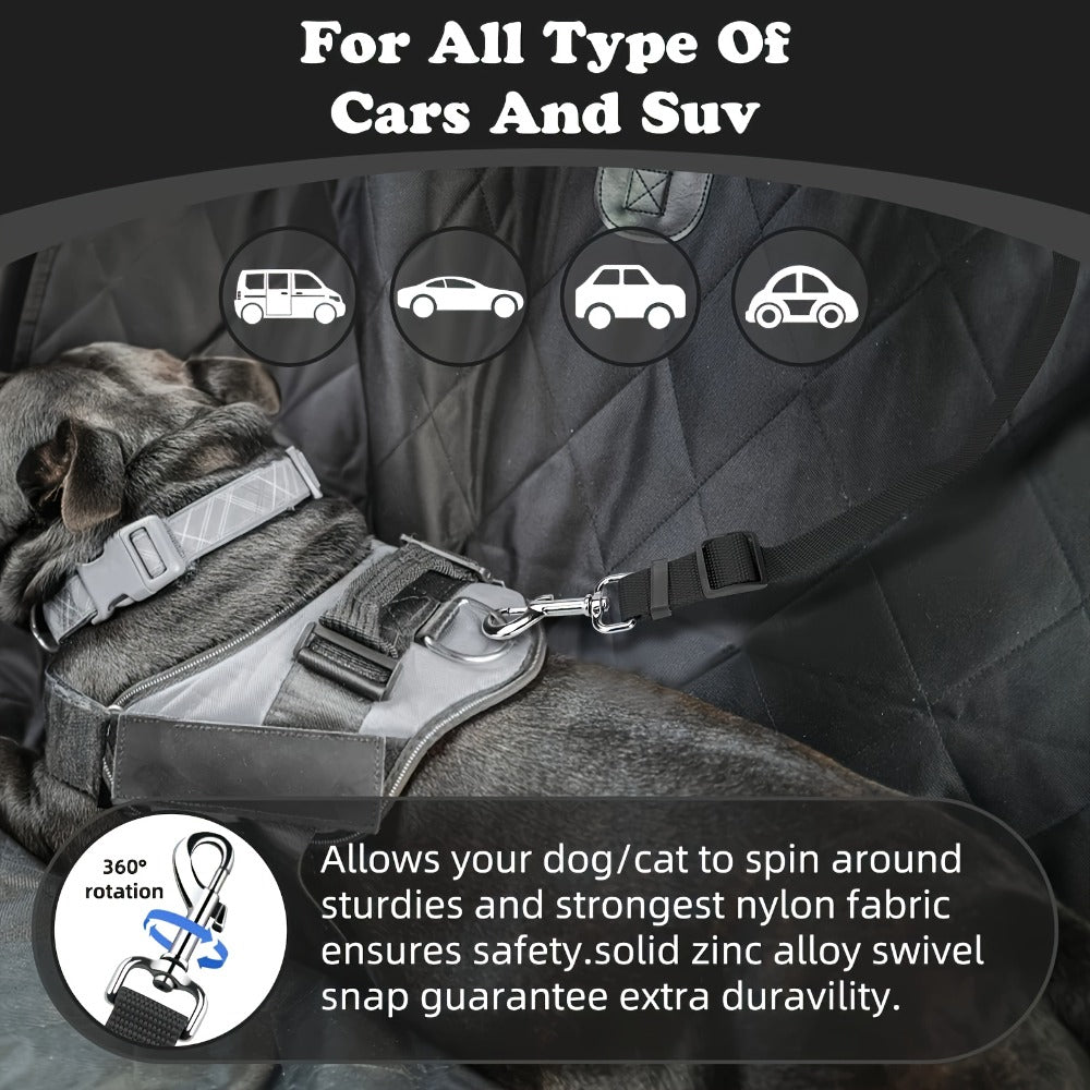 2-Pack Adjustable Dog Car Seat Belt & Leash | Heavy-Duty, Tangle-Free, Safe Travel Harness Clip