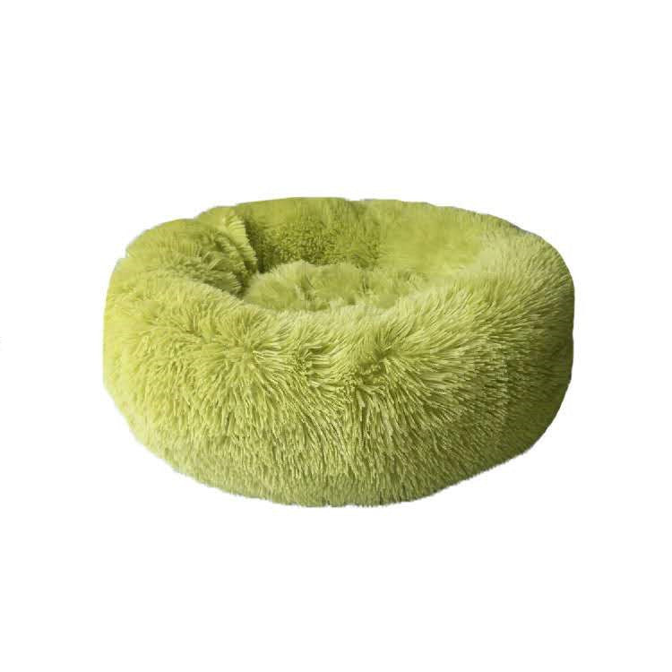 Pet owner gently stroking the soft surface of the FurryFable plush bed