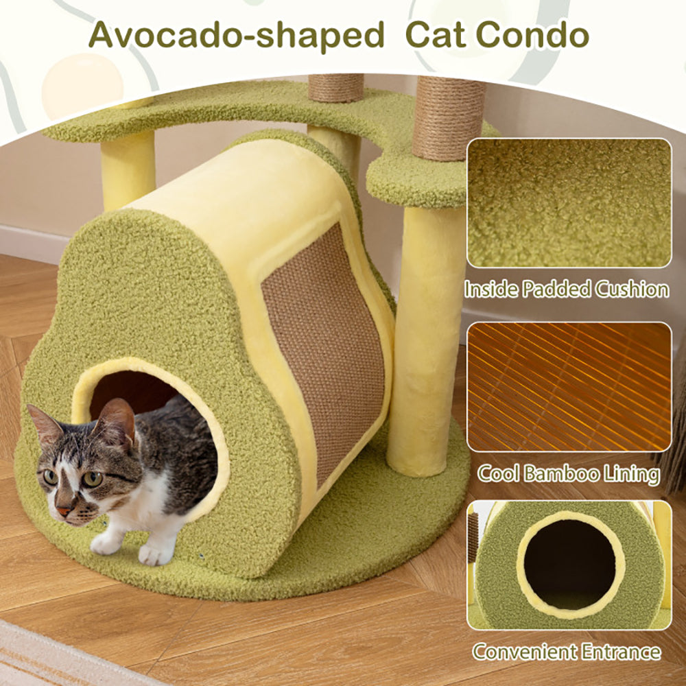 FurryFable Avocado Cat Tower with Private Condo