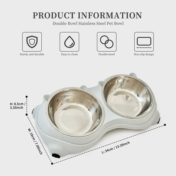 FurryFable Anti-Slip Stainless Steel Double Pet Bowl