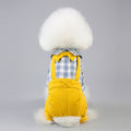 Close-up of the breathable fabric texture on the FurryFable dog jumpsuit in khaki color.