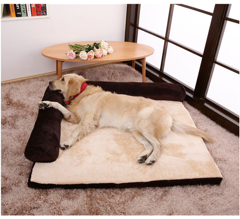 Close-up of the durable corduroy fabric and high-density sponge filling of FurryFable pet bed
