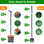 Dog Pooper Scooper Kit – Heavy-Duty Rake & Swivel Bin with Long Handle, Waste Bag Dispenser, and 35 Bags