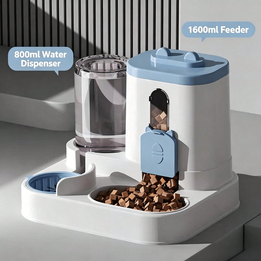 FurryFable Cat-Shaped Gravity Pet Feeder & Water Dispenser