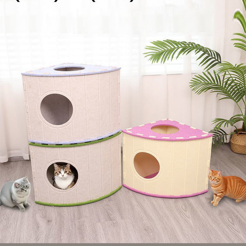 FurryFable Calming Cat Villa - Enclosed Felt Cat House