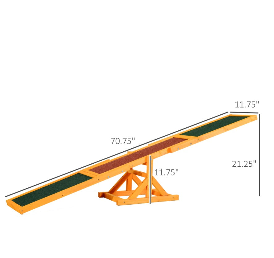 Wooden Dog Agility Seesaw – Weather-Resistant Training & Exercise Equipment (71" L)