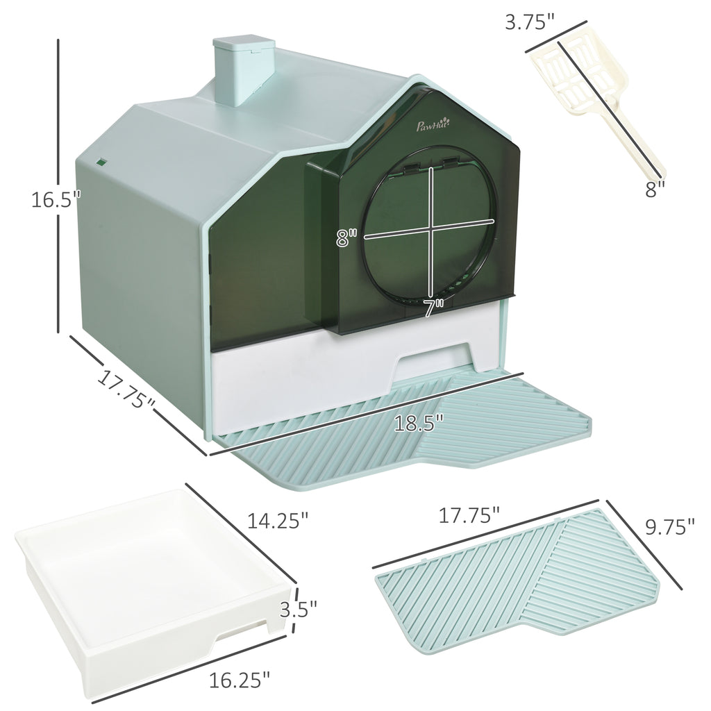 FurryFable Hooded Litter Box with Litter-Catching Mat