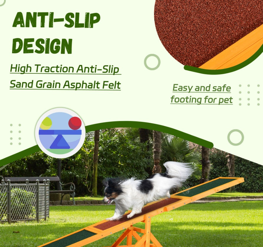 Wooden Dog Agility Seesaw – Weather-Resistant Training & Exercise Equipment (71" L)