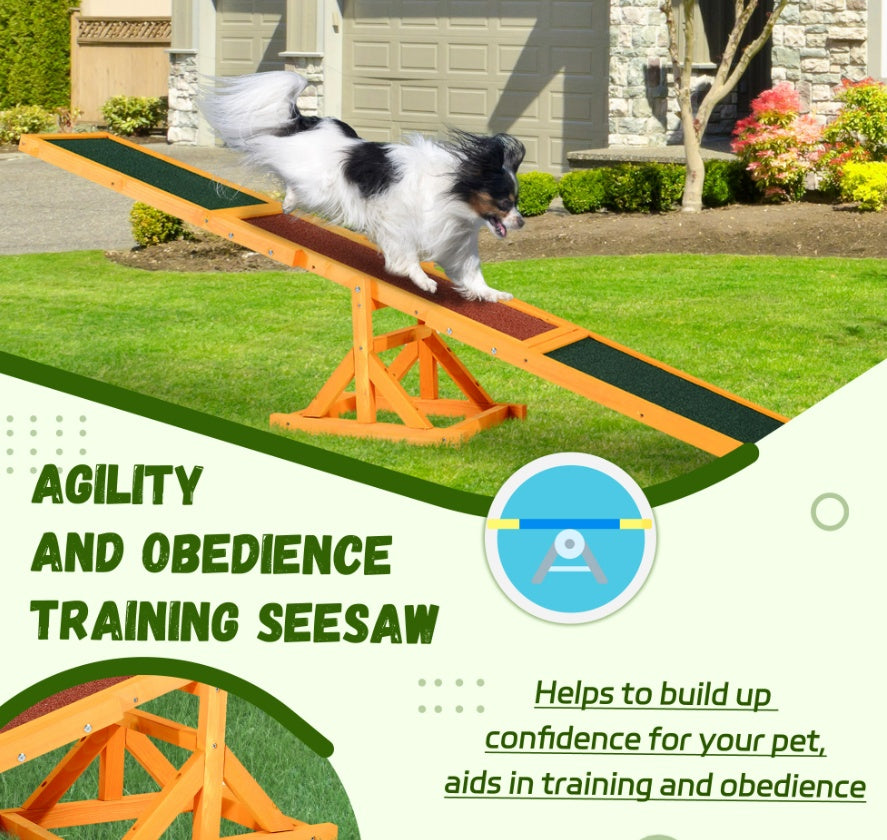 Wooden Dog Agility Seesaw – Weather-Resistant Training & Exercise Equipment (71" L)