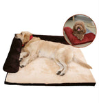 FurryFable Corduroy Pet Sofa Bed size chart with dimensions for S, M, L, XL