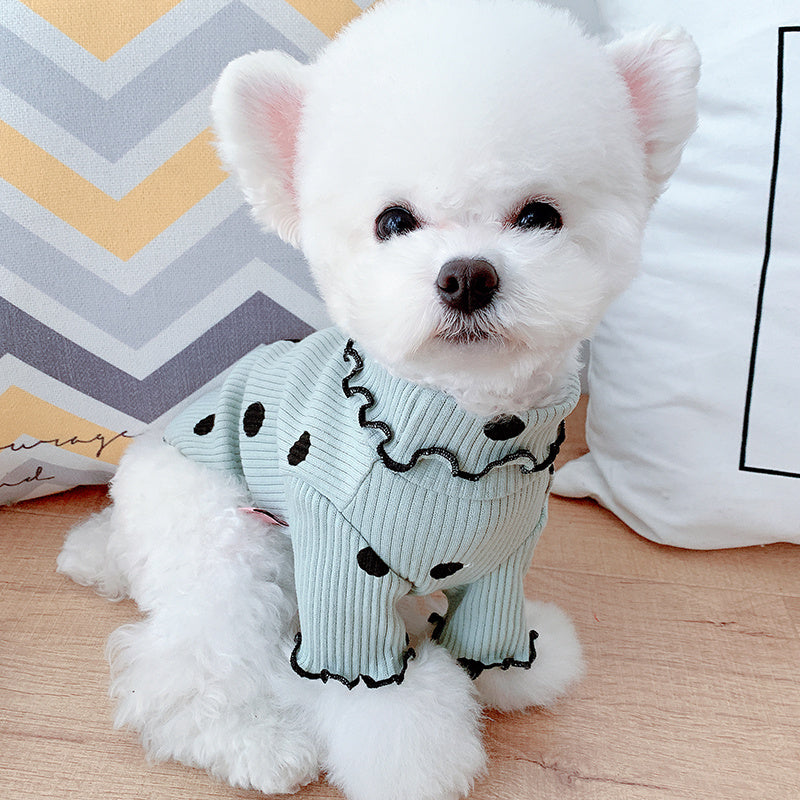Polka Dot Dog Turtleneck | Soft Bottoming Shirt for Small Dogs