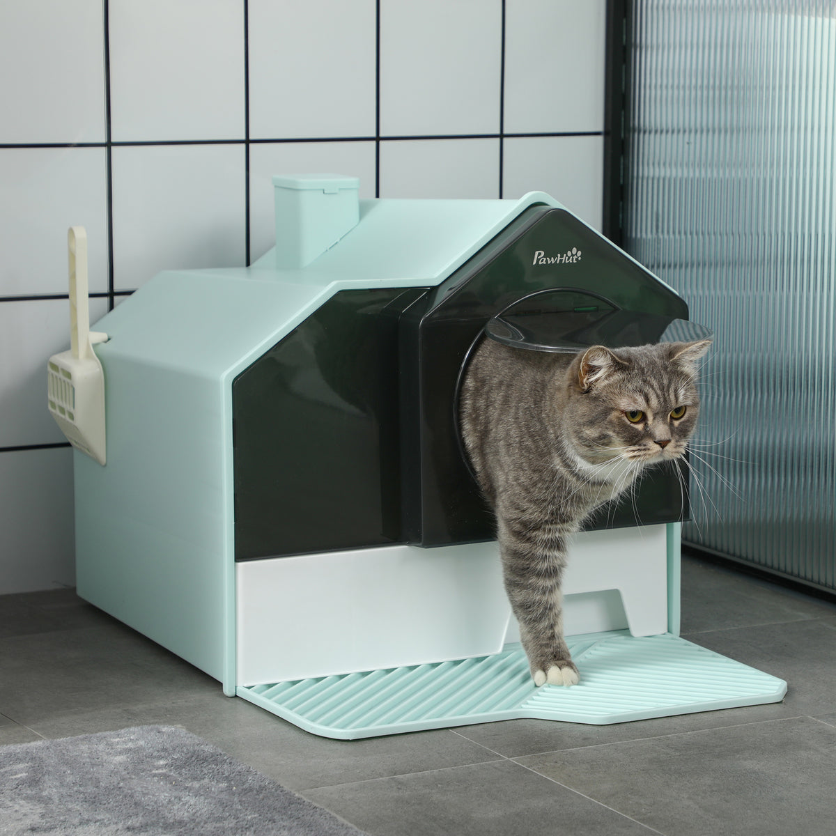 FurryFable Hooded Litter Box with Litter-Catching Mat