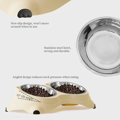 FurryFable Anti-Slip Stainless Steel Double Pet Bowl
