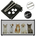Diagram illustrating the simple, tool-free pressure-mounting process for the FurryFable pet barrier.