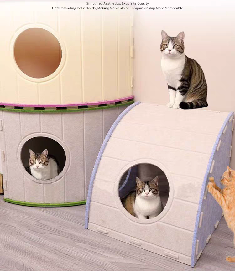 FurryFable Calming Cat Villa - Enclosed Felt Cat House