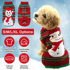 Christmas Pet Sweater | Snowman & Stripe Turtleneck for Dogs & Cats