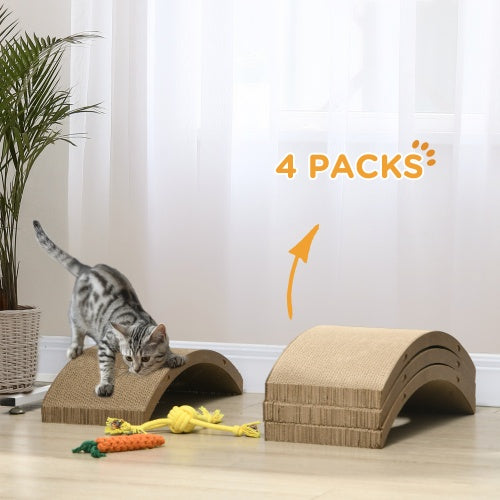 Cat Scratching Boards (4-Pack) | Reversible Cardboard Scratch Pads for Indoor Cats