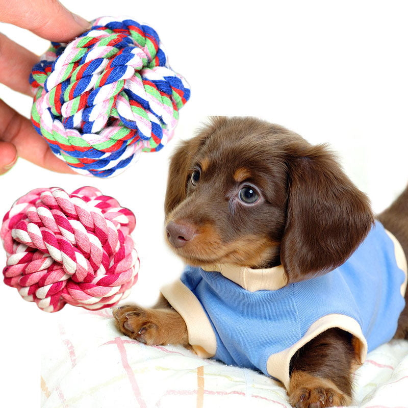 Cotton Rope Ball Toy – Durable Chew and Fetch Toy for Dogs & Pets