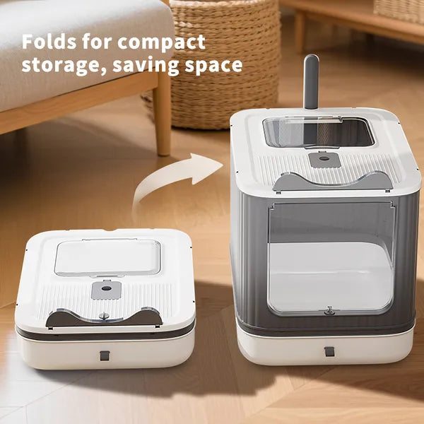 FurryFable Elevated Leak-Proof Cat Litter Box - White
