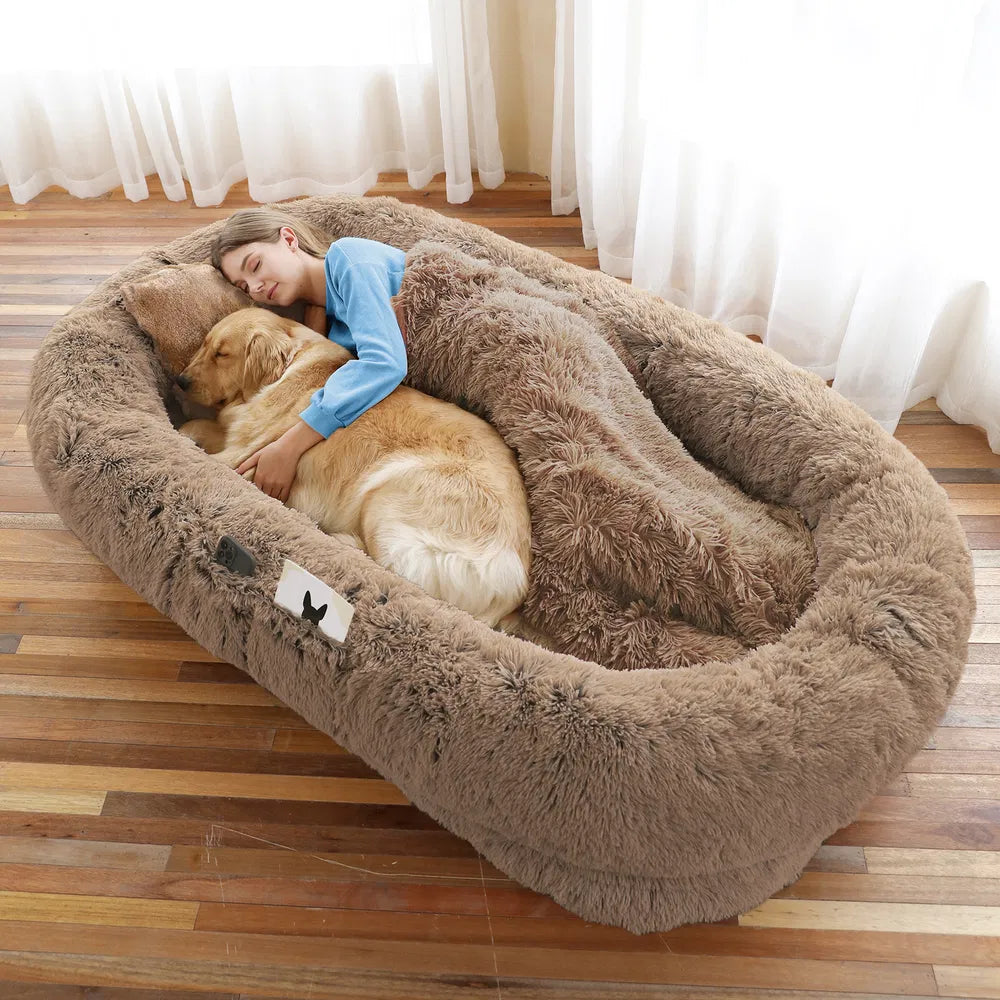 FurryFable Human-Size Dog Bed | Washable Faux Fur