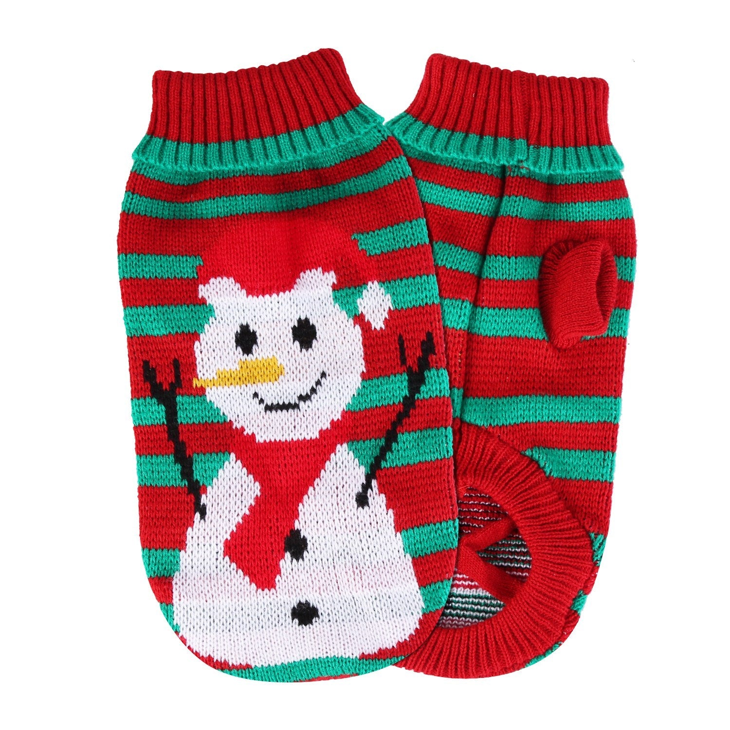 Christmas Pet Sweater | Snowman & Stripe Turtleneck for Dogs & Cats